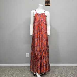 FRNCH Paris Diana Maxi Dress Large Floral Open Back Tiered‎ Boho Resort Romantic
